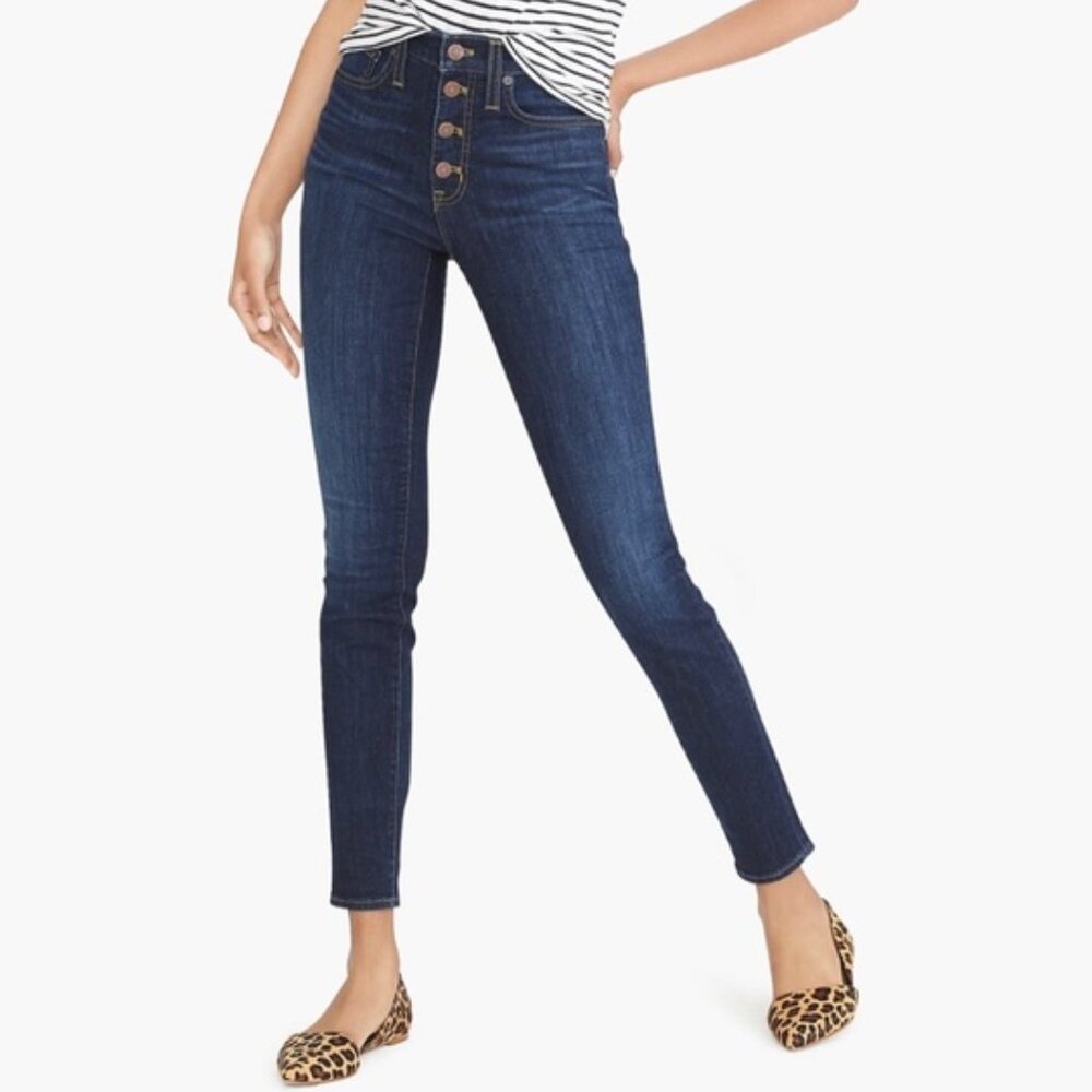 J. Crew High Rise Skinny Jeans Women's 29 Dark Wash NWT Stretch Denim Button Fly